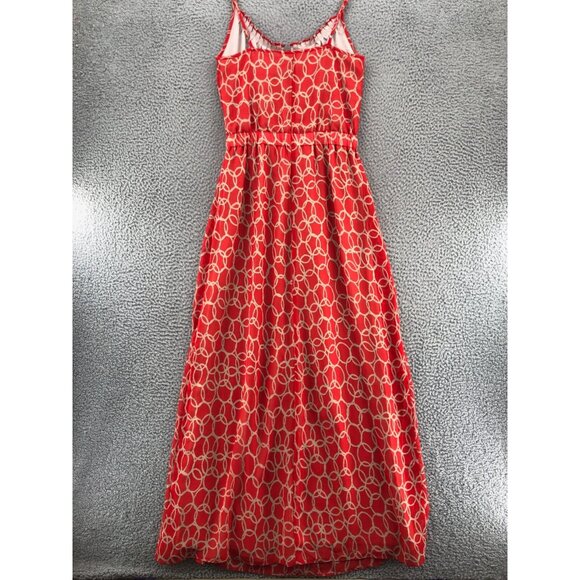 Banana Republic Dress Women 2 Red Maxi Blouson Sundress Pleats Sleeveless Strap* - Picture 3 of 12